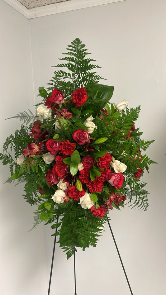 Red Funeral Wreath with Stand
