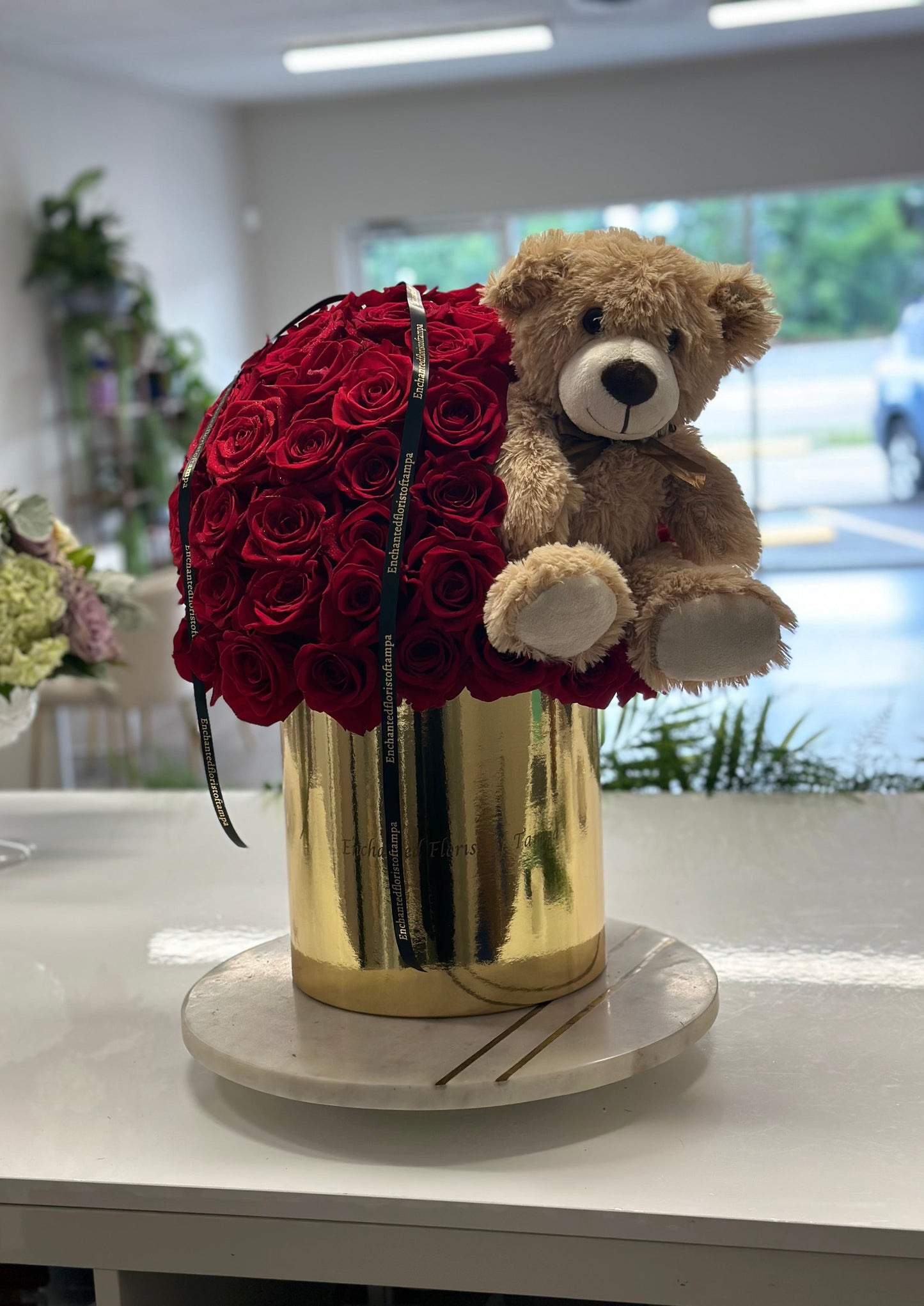 Rose With Bear Arrangement