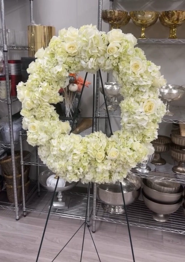 Angel White Funeral Wreath with Stand