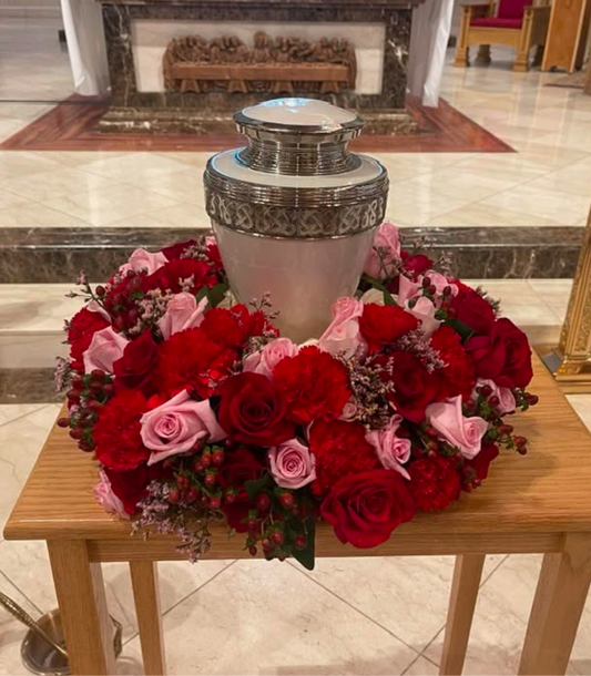 Large All Red and Pink Cremation  Wreath Display