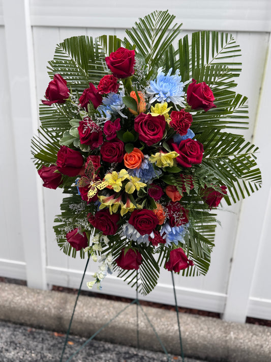 Rosebug Funeral Wreath with Stand