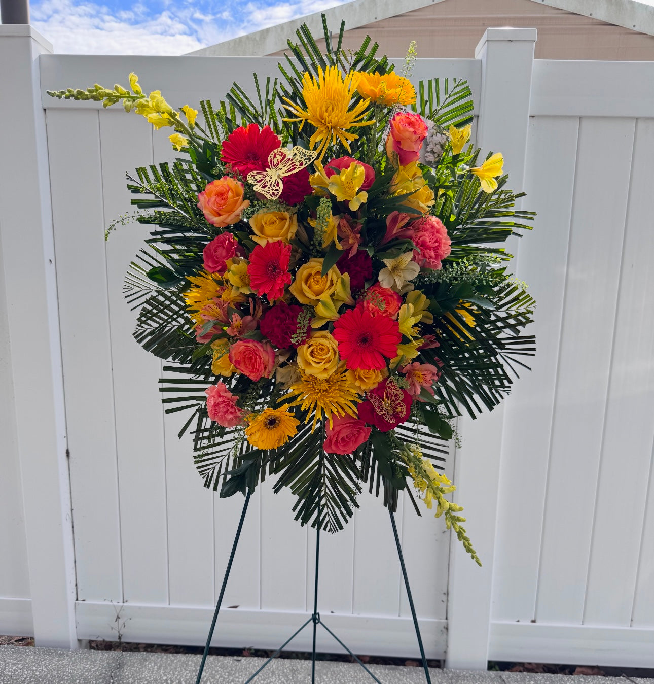 Vibrant  Funeral Wreath with Stand